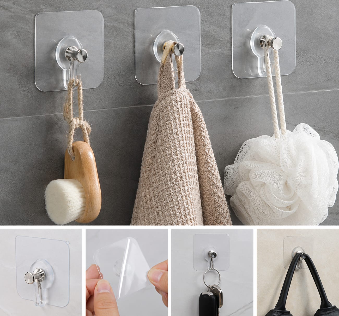 10 PCS Self-Adhesive Wall Hooks Suitable for bathroom, kitchen, bedroom, and office