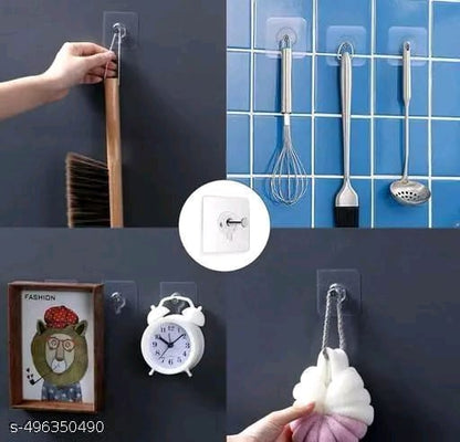 10 PCS Self-Adhesive Wall Hooks Suitable for bathroom, kitchen, bedroom, and office